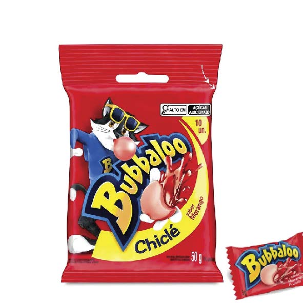 CHIC BUBBALOO BAG C/10 MORANGO 50G