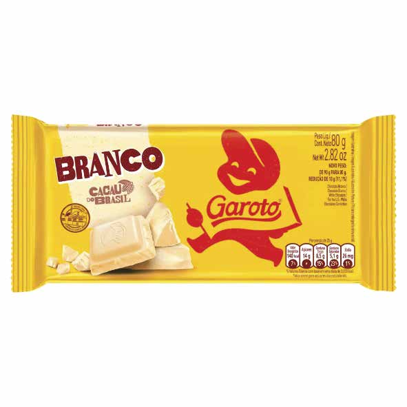 TABLETE GAROTO CHOCOLATE BRANCO 80G