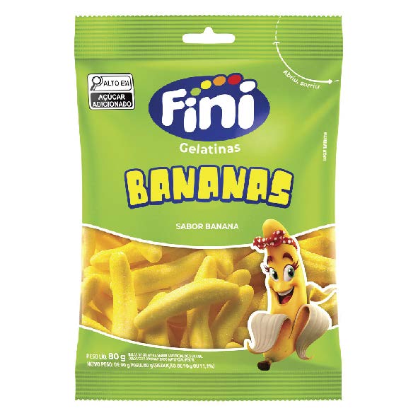 BALA GELATINA BANANAS 80G FINI