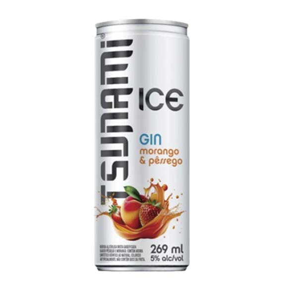 GIN ICE MORANGO/PESSEGO 269ML TSUNAMI