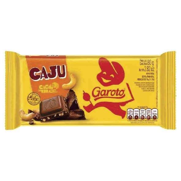 CHOC BARRA GAROTO CAJU 80G